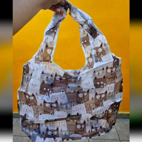 boutique1 Handbags - 1pc Kitten Print Fashion Tote Bag- Large Capacity, Foldable,Reusable.
